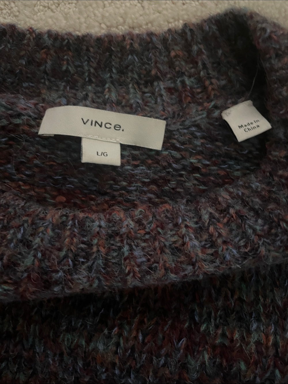 Vince Marled Brown/Purple Crewneck Sweater, alpaca blend - Picture 6 of 7